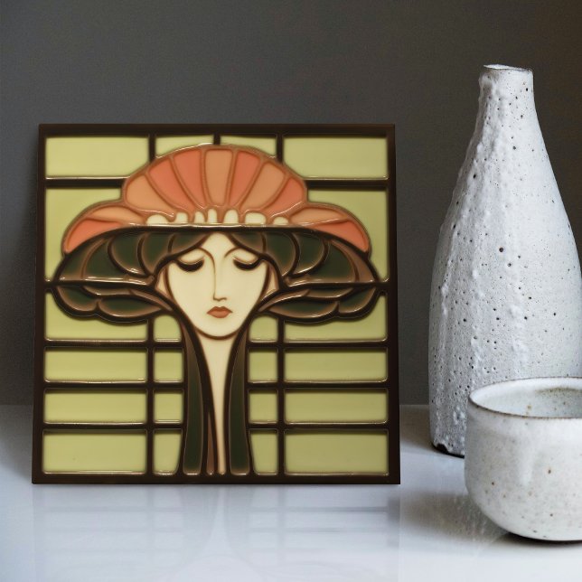 Mid-Century Flower Symmetry Arts Crafts Movement Ceramic Tile (Creator Uploaded)