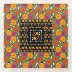 Mid-Century Flowers Glass Coaster