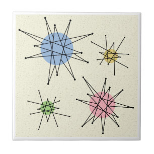 Mid Century Franciscan Starburst 3  Ceramic Tile