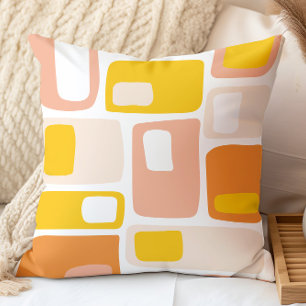 Mid Century Funky Geometric Shapes Orange Peach Cushion
