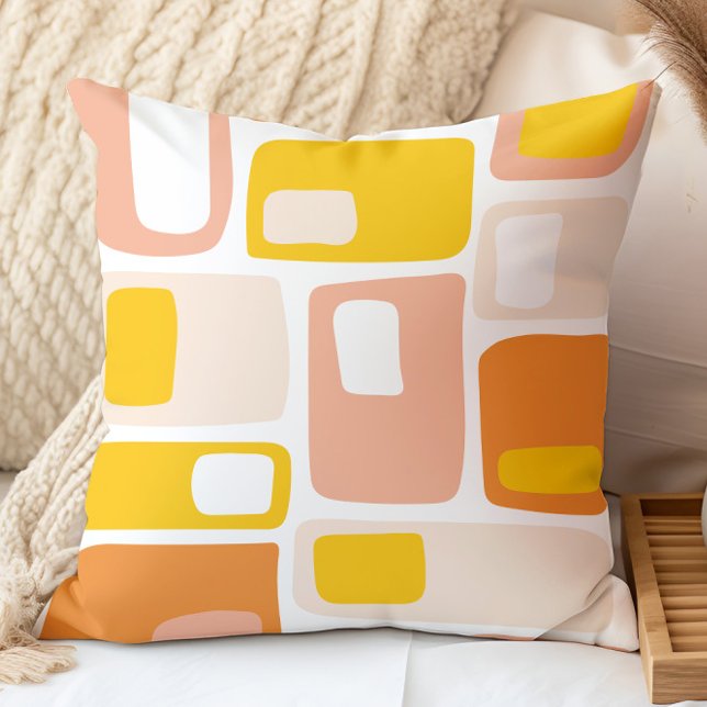 Mid Century Funky Geometric Shapes Orange Peach Cushion (Creator Uploaded)
