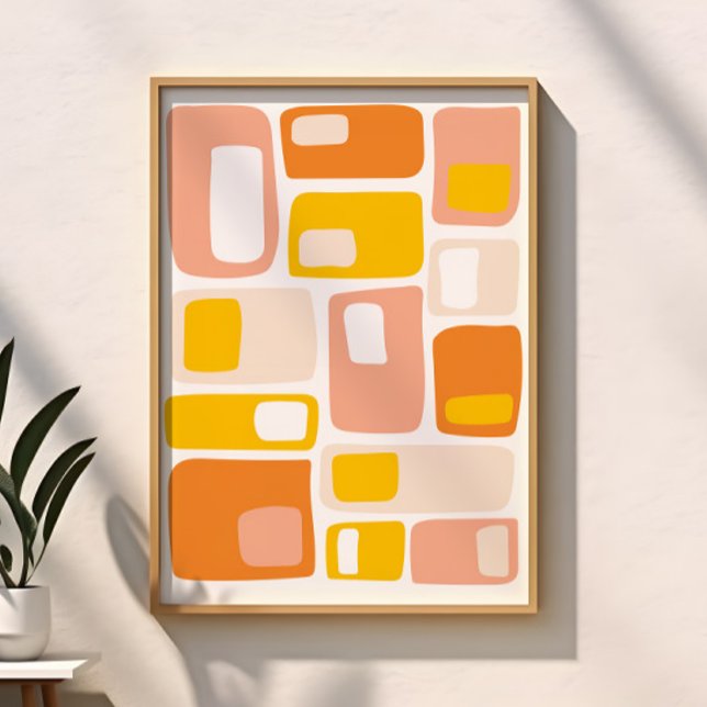 Mid Century Funky Geometric Shapes Orange Peach Poster (Creator Uploaded)