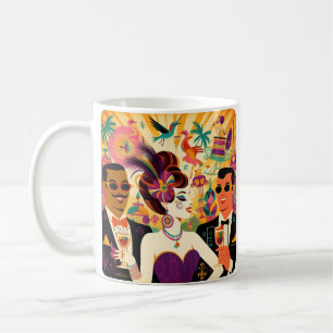 Mid Century Futuristic Mardi Gras Cocktail Party Coffee Mug
