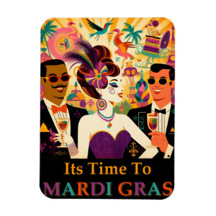 Mid Century Futuristic Mardi Gras Cocktail Party Magnet