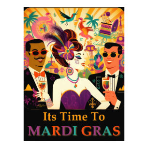 Mid Century Futuristic Mardi Gras Cocktail Party Photo Print