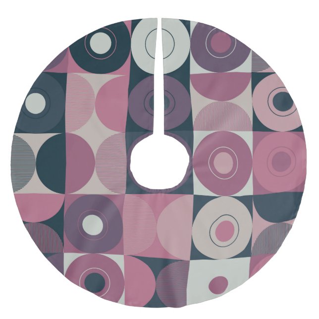 Mid-century geometric: abstract colourful pattern brushed polyester tree skirt (Front)