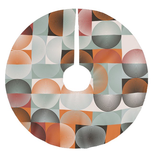 Mid-century geometric, abstract colourful pattern. brushed polyester tree skirt (Front)