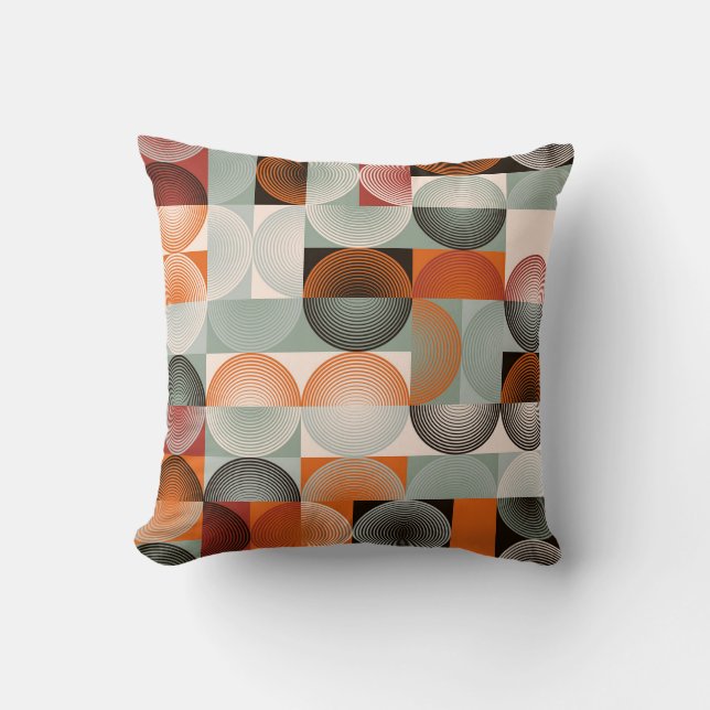 Mid-century geometric, abstract colourful pattern. cushion (Front)