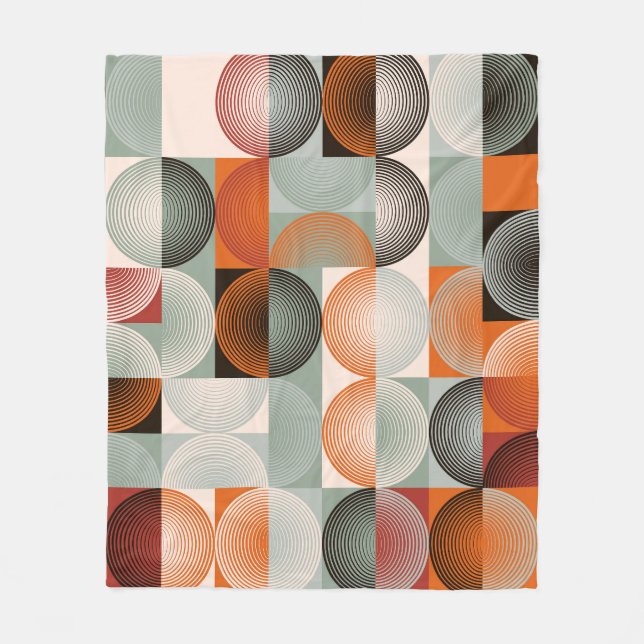 Mid-century geometric, abstract colourful pattern. fleece blanket (Front)