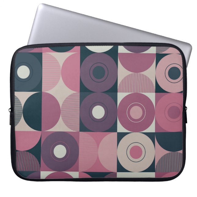 Mid-century geometric: abstract colourful pattern laptop sleeve (Front)