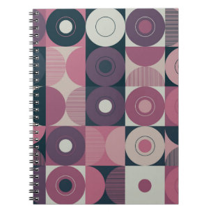 Mid-century geometric: abstract colourful pattern notebook