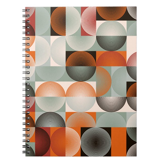 Mid-century geometric, abstract colourful pattern. notebook (Front)