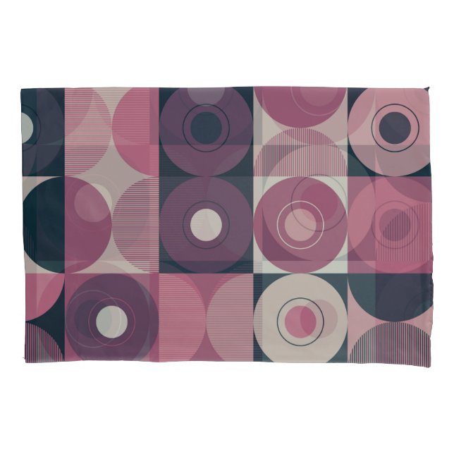 Mid-century geometric: abstract colourful pattern pillowcase (Front)