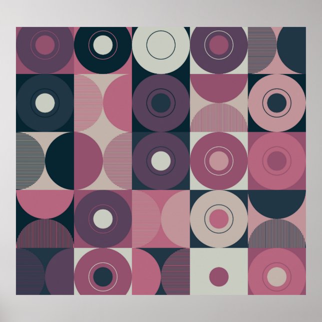 Mid-century geometric: abstract colourful pattern poster (Front)