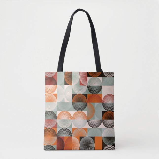 Mid-century geometric, abstract colourful pattern. tote bag (Front)