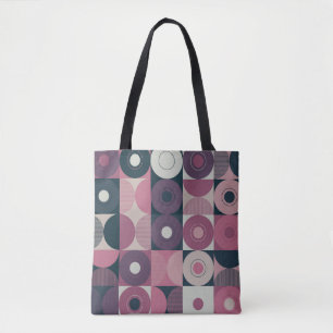 Mid-century geometric: abstract colourful pattern tote bag