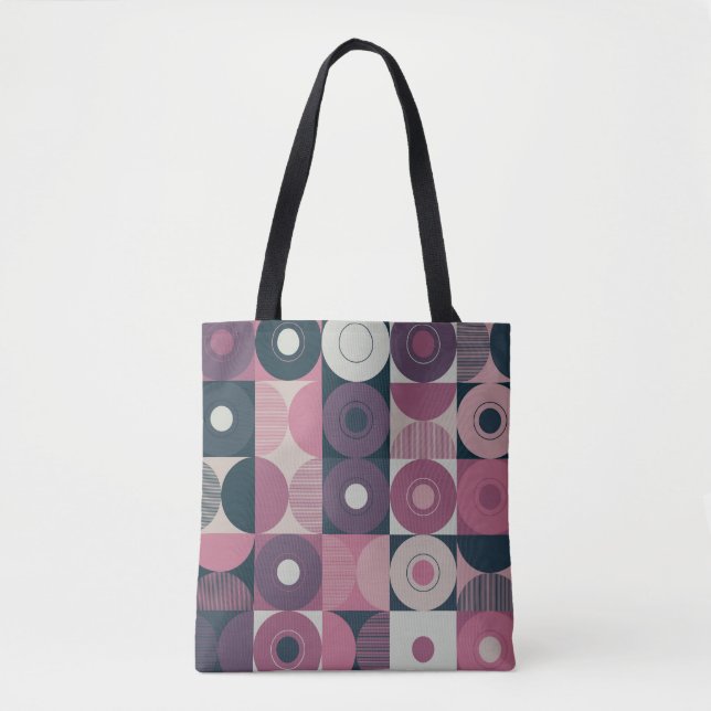 Mid-century geometric: abstract colourful pattern tote bag (Front)