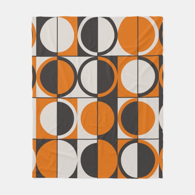 Mid-century geometric abstract pattern with simple fleece blanket (Front)