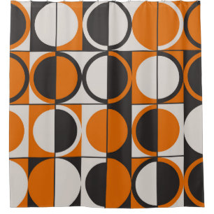 Mid-century geometric abstract pattern with simple shower curtain