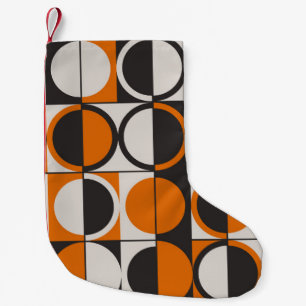 Mid-century geometric abstract pattern with simple small christmas stocking