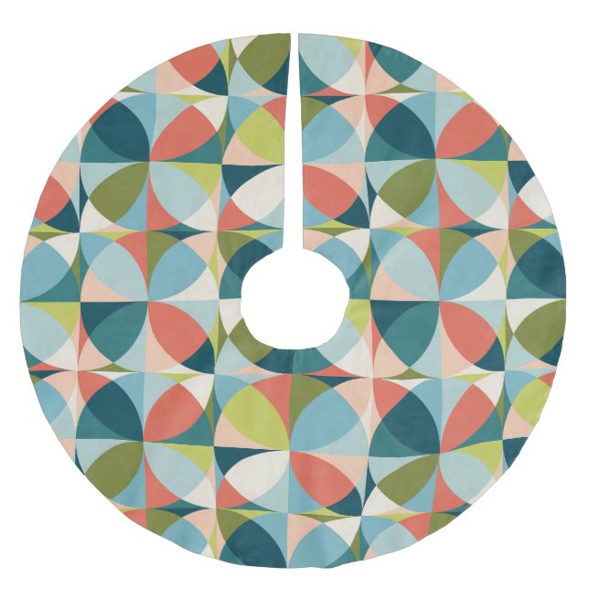 Mid-Century Geometric, Abstract Seamless Design. Brushed Polyester Tree Skirt (Front)