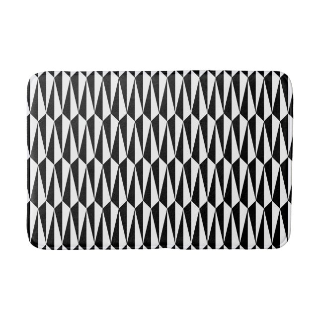 Mid-Century geometric, black and white Bath Mat (Front)