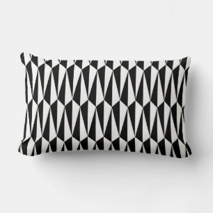 Mid-Century geometric, black and white Lumbar Cushion