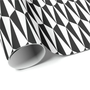 Mid-Century geometric, black and white Wrapping Paper