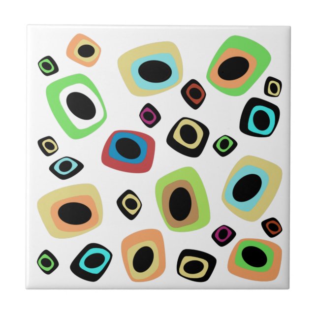 Mid-Century Geometric Ceramic Tile (Front)