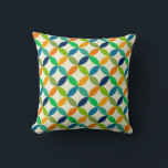 Mid century Geometric Circles blue green  Cushion<br><div class="desc">This is abstract Mid century modern geometric leaf circles pattern in blue,  green , teal and orange. It's great gift as throw pillow for your home</div>