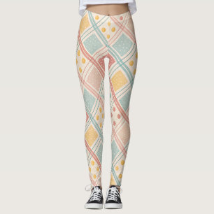 Mid-Century Geometric Design with Dots and Lines 3 Leggings