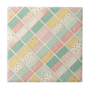 Mid-Century Geometric Design with Dots & Lines 4  Ceramic Tile