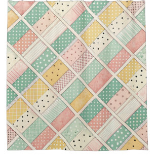 Mid-Century Geometric Design with Dots & Lines 4  Shower Curtain