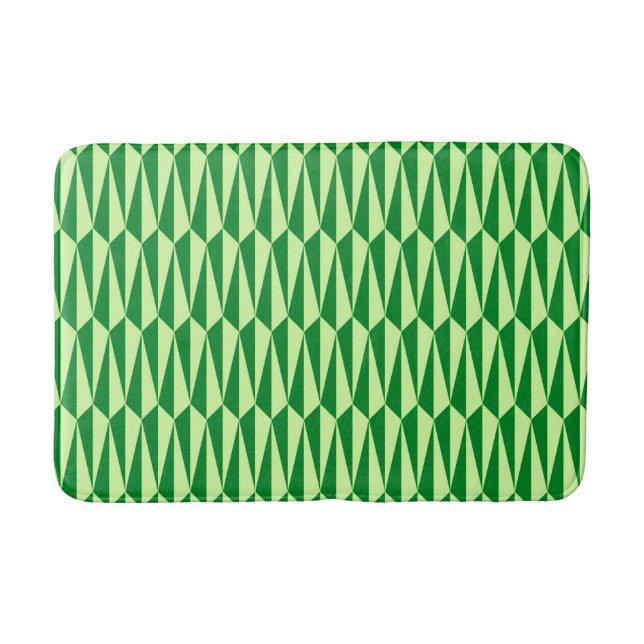 Mid-Century geometric, emerald green Bath Mat (Front)