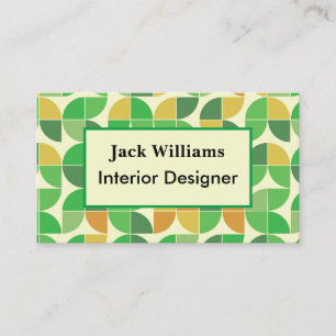 Mid Century Geometric Floral Green Custom Business Card