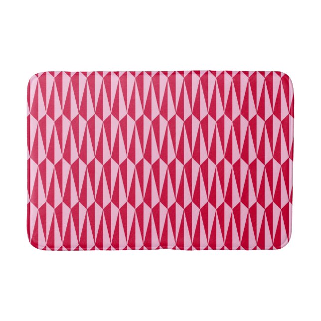 Mid-Century geometric, fuchsia and pink Bath Mat (Front)