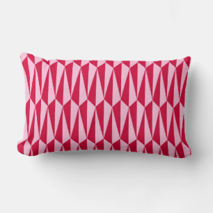 Mid-Century geometric, fuchsia and pink Lumbar Cushion