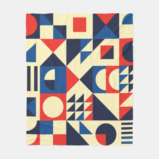 Mid-Century Geometric: Funky Retro Pattern. Fleece Blanket (Front)