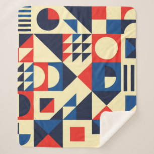 Mid-Century Geometric: Funky Retro Pattern. Sherpa Blanket