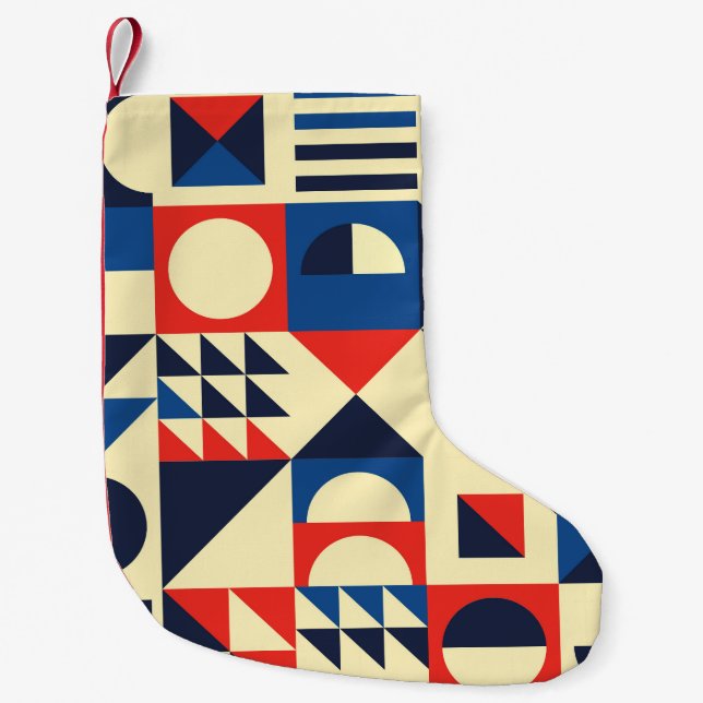Mid-Century Geometric: Funky Retro Pattern. Small Christmas Stocking (Front)