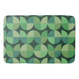 Mid Century Geometric Green Teal Pattern Bath Mat