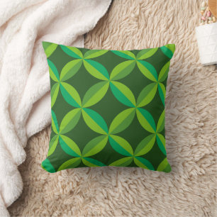 Mid Century Geometric Lime Mint Green Circles  Cushion