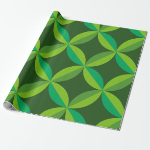 Mid Century Geometric Lime Mint Green Circles Wrapping Paper