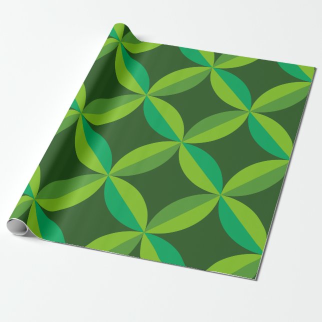 Mid Century Geometric Lime Mint Green Circles  Wrapping Paper (Unrolled)