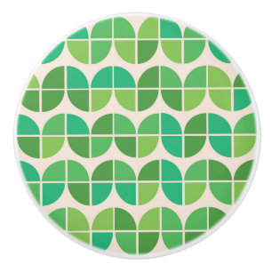 Mid Century Geometric Lime Mint Green Pattern Ceramic Knob