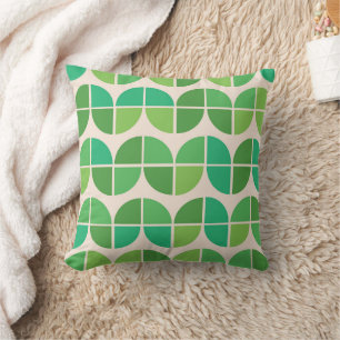 Mid Century Geometric Lime Mint Green Pattern Cushion