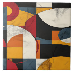 Mid-Century Geometric Mastery No 4 Ceramic Tile