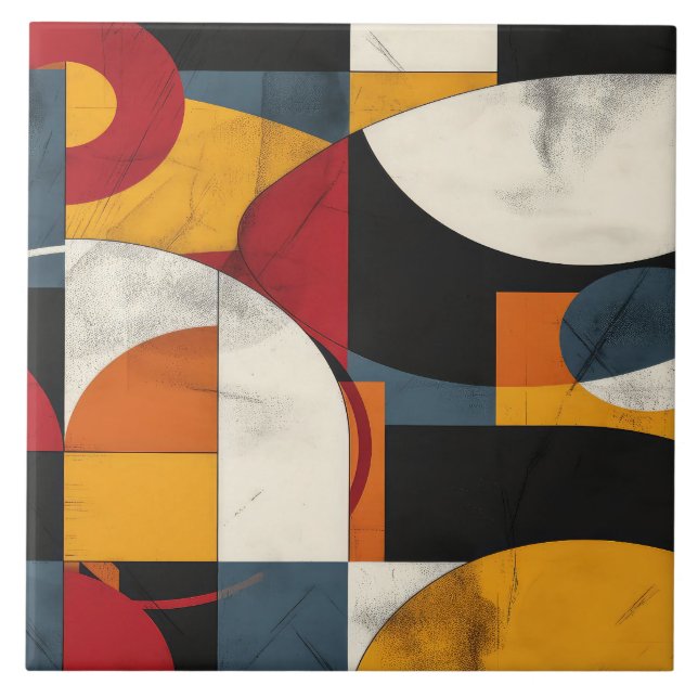Mid-Century Geometric Mastery No 4 Ceramic Tile (Front)