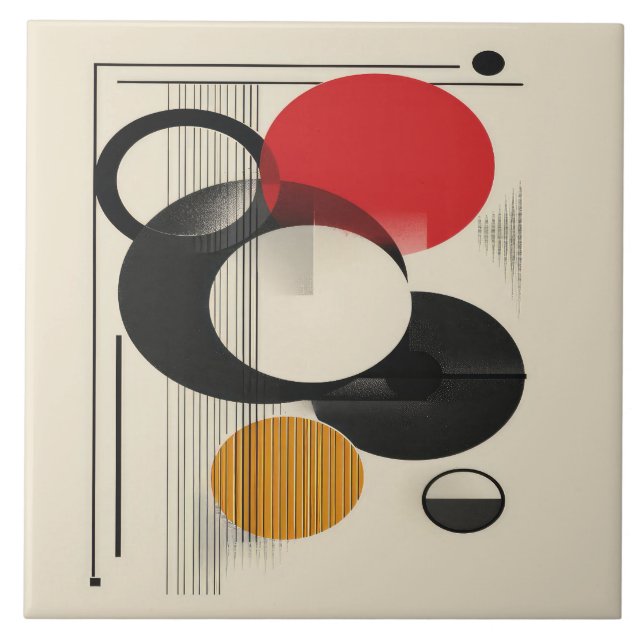 Mid-Century Geometric Mastery No 5 Ceramic Tile (Front)