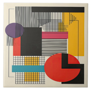 Mid-Century Geometric Mastery No 6 Ceramic Tile